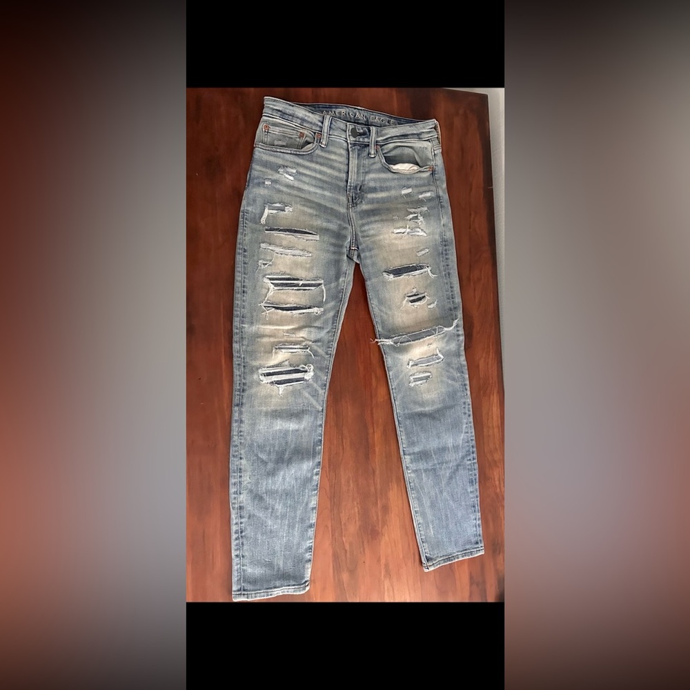 Athletic fit ripped jeans-anerican eagle